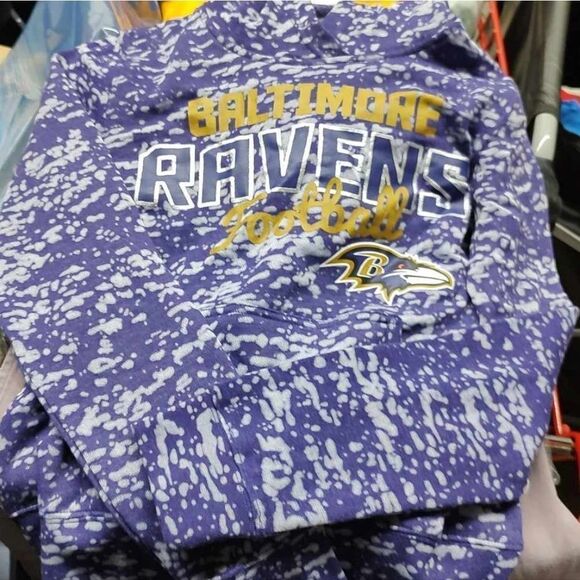 NFL Girls Large Ravens Burnout Team Hooded Fleece - Picture 2 of 3